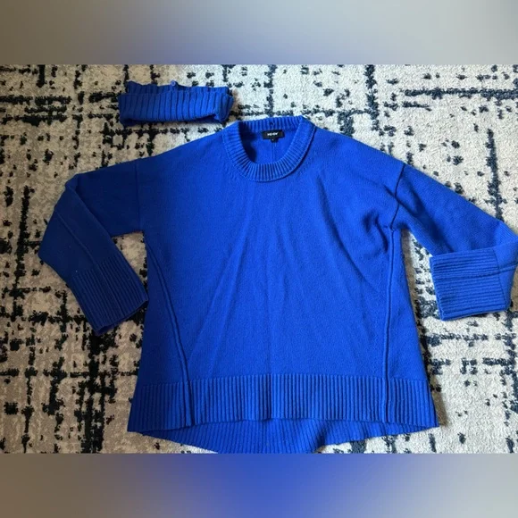 Me+Em Women's Merino Wool Cashmere Roll Neck Jumper Detachable  Blue Small - Picture 3 of 8